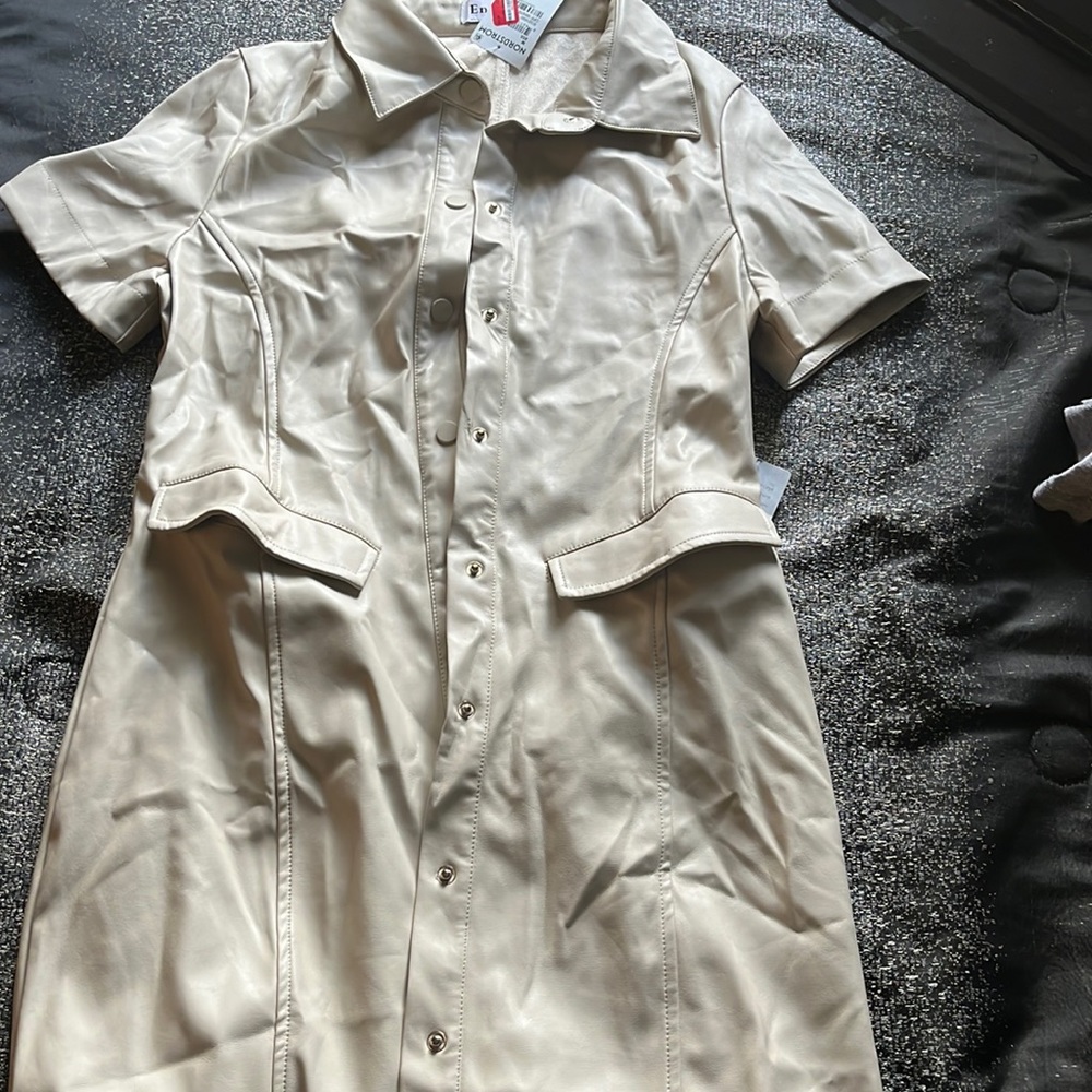 En Saison leather buttoned dress